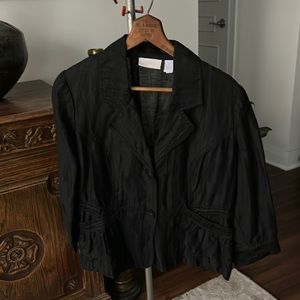 CHICOS Black Linen Blazer Jacket XS/S